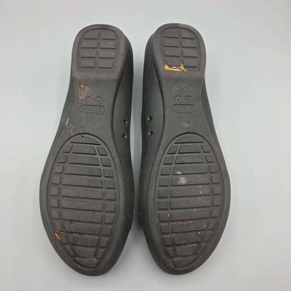 Crocs Gianna Ballet Flats Womens 9 Black Chain Link Slip On Comfort Shoes
